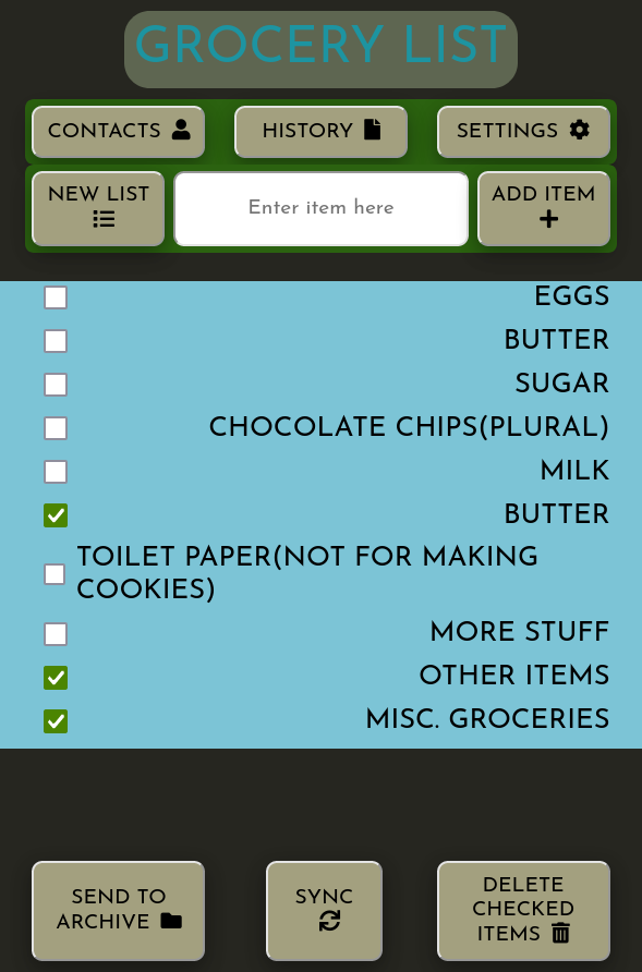 grocery app screenshot